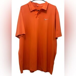 Nike Tiger Woods Golf Polo Shirt Mens XL Orange Dri-FIT Performance Short Sleeve